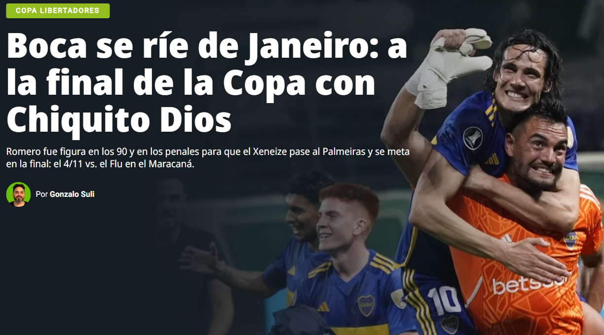 Boca Juniors supera Palmeiras nos pênaltis e está na final da Libertadores  - O Hoje.com