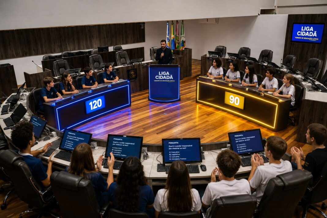 Crédito da imagem: Reprodução/IA sobre foto da Câmara de Vereadores de Balneário Camboriú