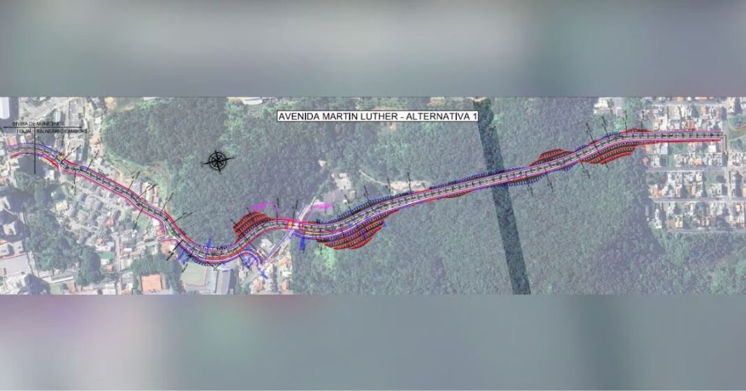 O trecho 3 do projeto de ligação entre Balneário e Itajaí via Avenida Martin Luther. (Crédito PMBC.)