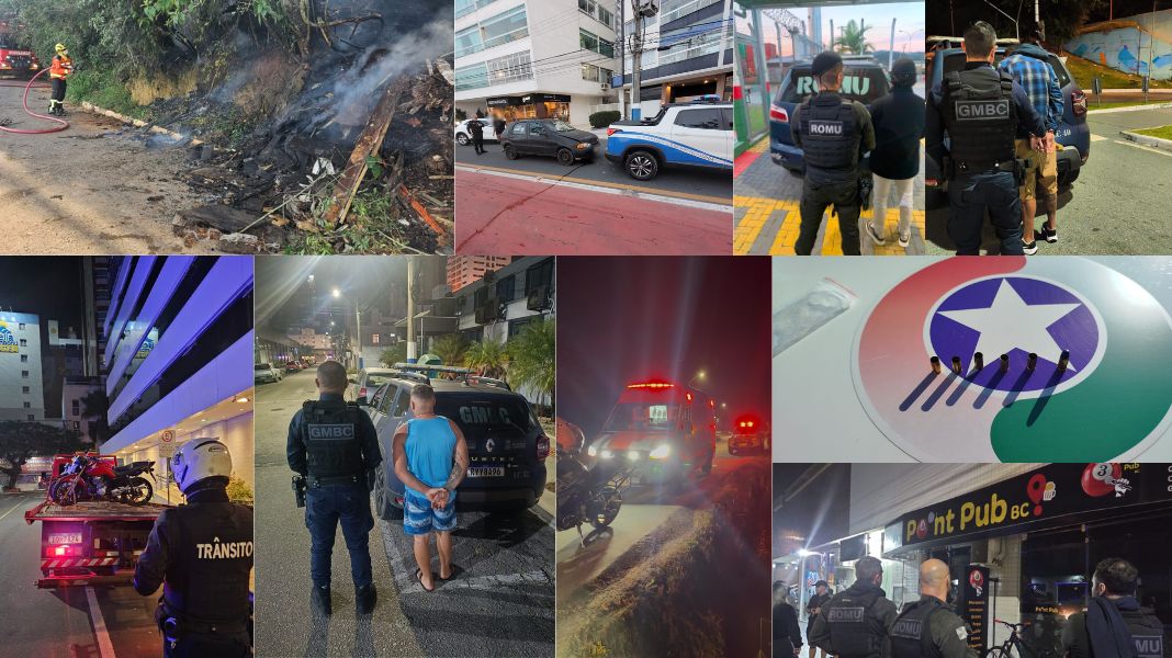 Fim de semana teve prisões, apreensões, acidente de trânsito, incêndio em vegetação, fiscalização de estabelecimentos, dentre outras ocorrências. (Crédito GMBC/BC Trânsito/13BBM/12BPM)