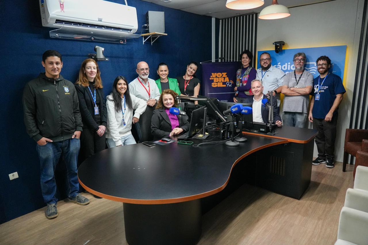 Equipe da TV e Rádio Câmara BC na gravação especial da Voz do Brasil - 2025 (Fotos: Divulgação/CVBC)