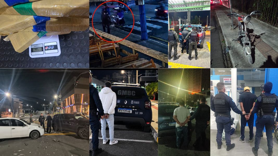 Prisões, apreensões de drogas e acidentes de trânsito no final de semana. (Fotos 12BPM/PMBC/13BBM)