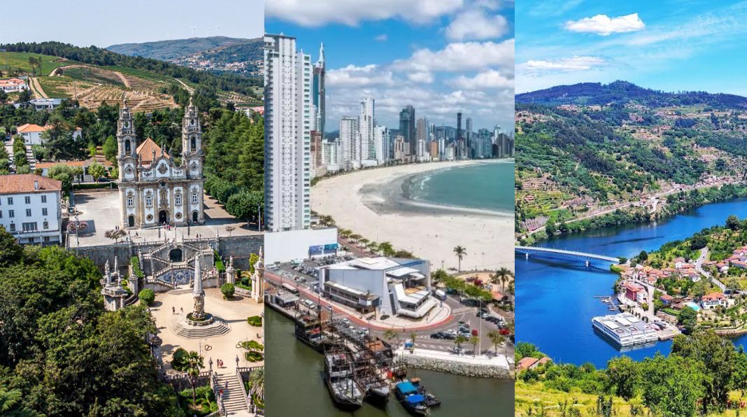 Balneário Camboriú e suas possíveis cidades-irmãs: Lamego (esquerda) e Cinfães (direita) (Divulgação)