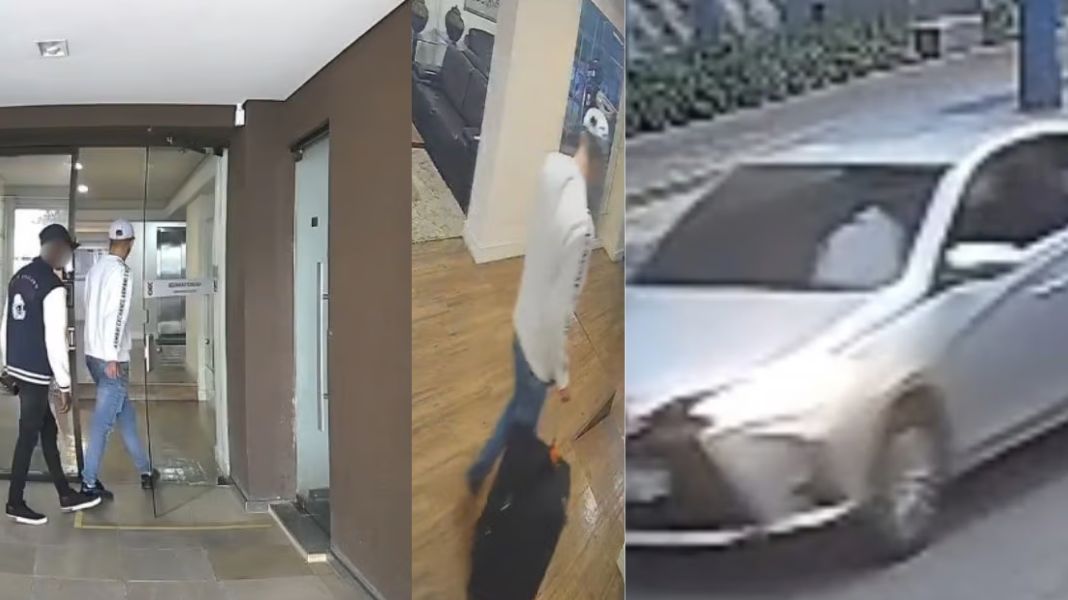 Os suspeitos e o carro em que a dupla teria fugido. (Crédito: Divulgação)