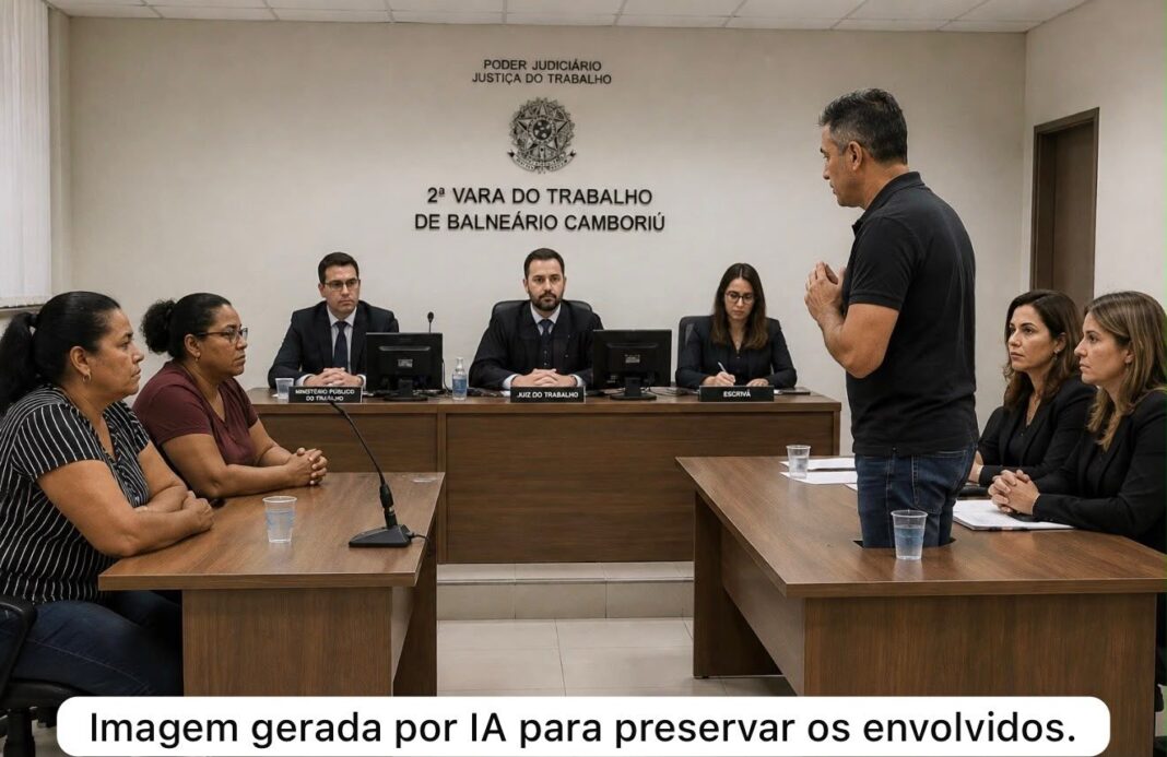Foto enviada pelo Sechobar para ilustrar a audiência, criada por IA para preservar os envolvidos. (Crédito Sechobar/Reprodução)
