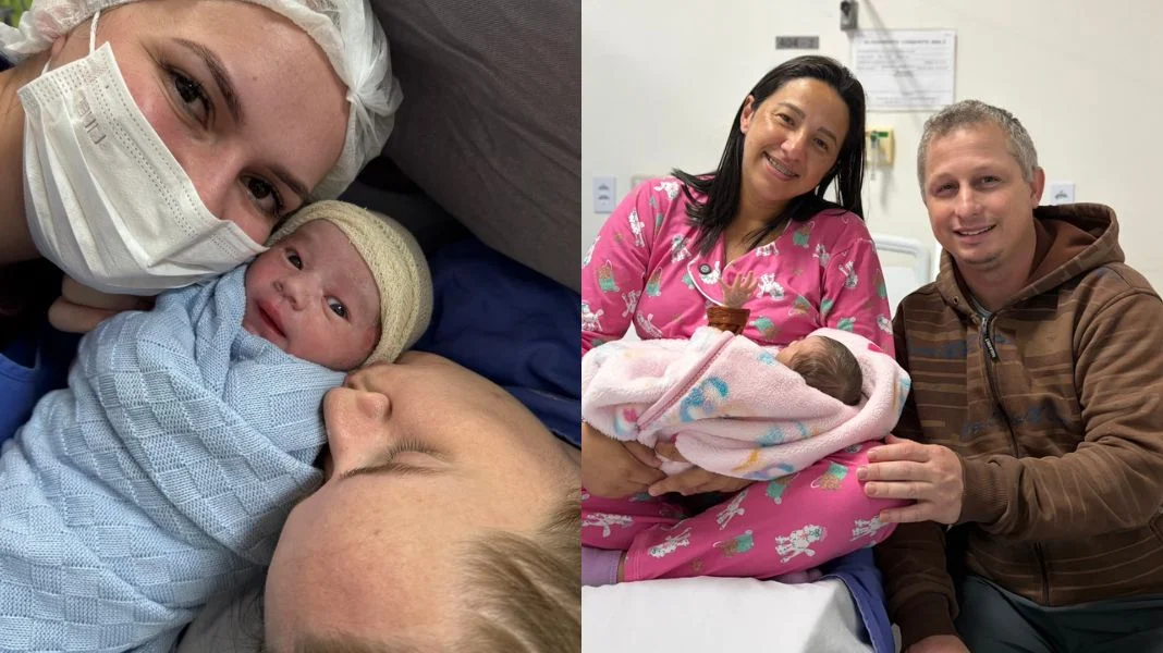 Larissa Nunes teve o filho Arthur na sexta (E) e Edimara Decker ganhou a filha Aruna (D) no sábado, ambas transferidas do Marieta para o Ruth Cardoso. (Fotos Divulgação)