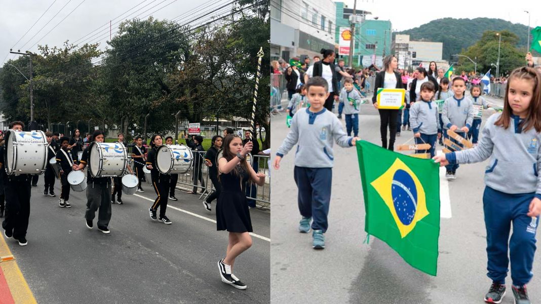 Balneário Camboriú terá desfiles de 7 de setembro (segunda-feira) no Bairro da Barra (foto esquerda) e no Centro (foto direita). (Crédito PMBC)