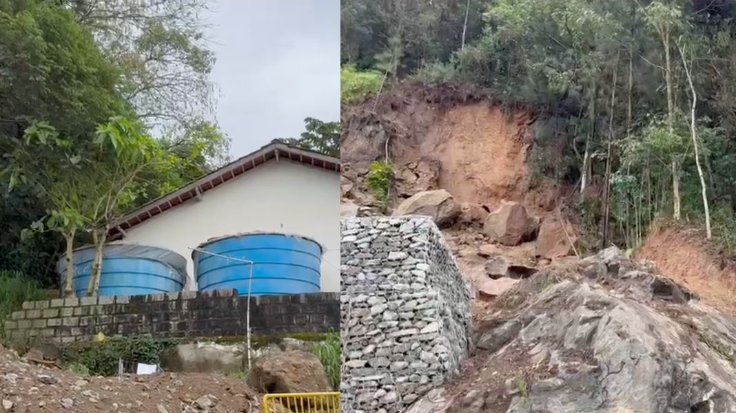 A casa interditada e os deslizamentos (Divulgação)