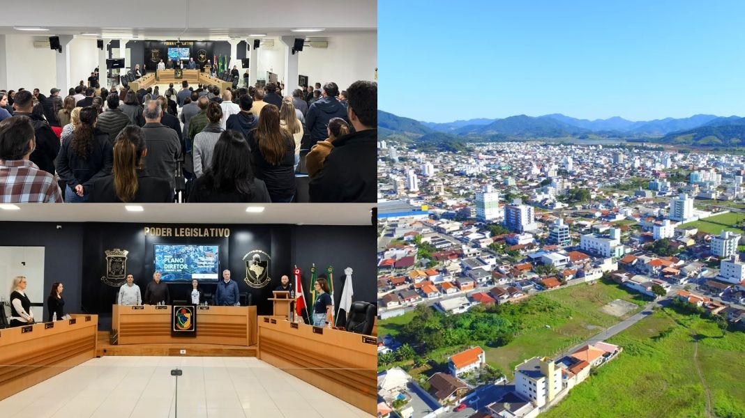 Audiência pública (E) foi o 'start' para a revisão do Plano Diretor de Camboriú (D). (Crédito: Divulgação/PMC.)