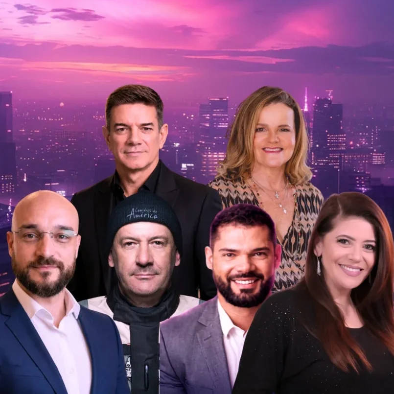 Os palestrantes Bruno Vasconcelos, Vantuir Boppre, Marcelo Prade, Patrícia Santos e atrás, Marcelo Lopes de Abreu e Fernanda Bornhausen (Divulgação/CRECI/SC)
