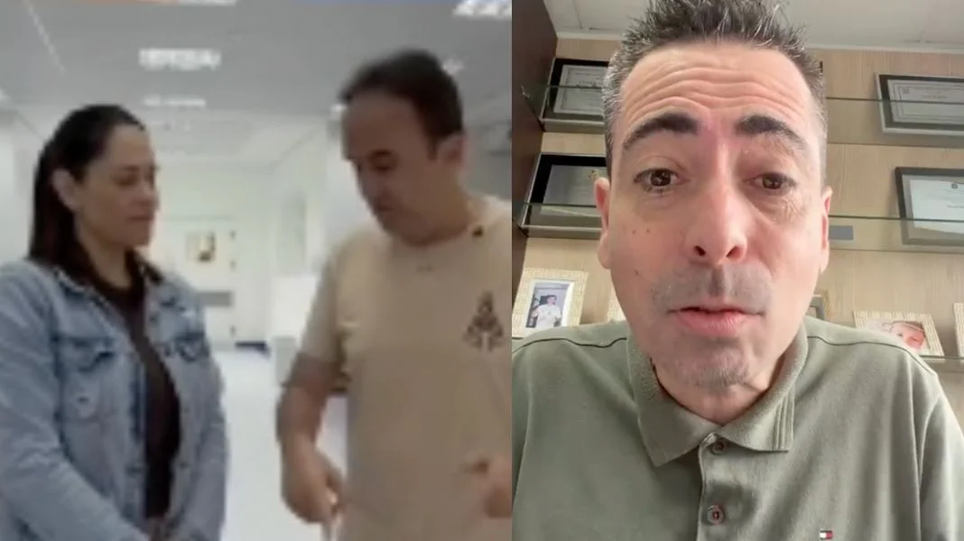 O vídeo de Carlos Humberto no Hospital Ruth Cardoso (E) que motivou o 'convite' de Achutti (D). (Crédito Reprodução)