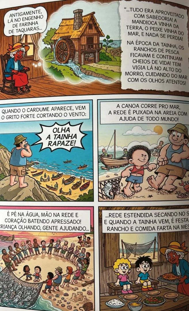 A pesca e o rancho de farinha de Taquaras também aparecem na história da HQ (Foto Renata Rutes)