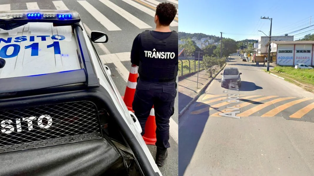 Avenida dos Tucanos (D) terá sentido único a partir de sábado (17). (Fotos BC Trânsito/Google Maps)