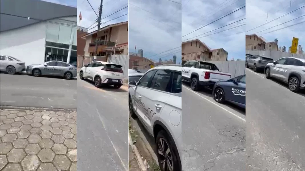 Leitor enviou imagens onde aparecem diversos carros da concessionária estacionados em vagas. (Fotos Leitor)